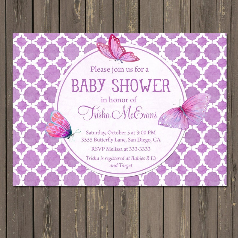 Butterfly Baby Shower Invitation Purple Butterfly Shower Etsy Butterfly Baby Shower Invitation Purple Butterfly Shower Etsy