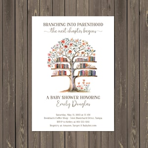 Storybook Baby Shower Invitations, Next Chapter Begins Baby Shower, Family Tree Baby Shower Invitation, Gender Neutral, Printable or Printed
