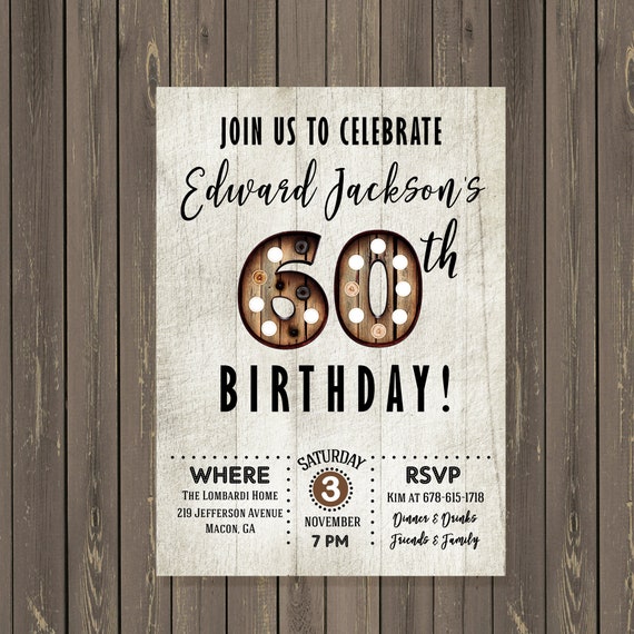 Rustic Wood Adult Masculine Birthday Invitation, Men's Birthday Invitation, Rustic Milestone