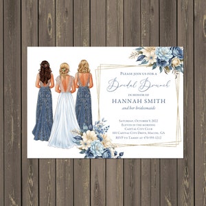 Bridesmaids&#39; Brunch Invitation, Bridal Luncheon, Brunch with the Bride Invitation, Printable or Printed, Hair & colors can be changed