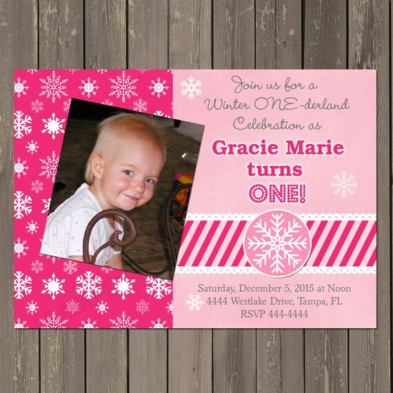 Snowflake Birthday Invitation, Winter Snowflake 1st Birthday Invitation ...