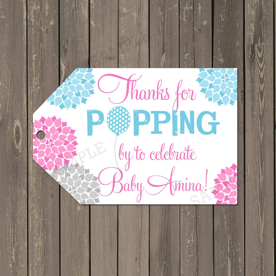 Ready to Pop Baby Shower Tags, Baby Shower Favor Tags, Thank You Tag ...