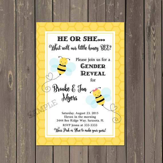 Bee Baby Shower Invitation, Bumblebee Gender Reveal Shower Invitation, Bumble Bee Baby Shower Invite, Printable or Printed Il_570xn