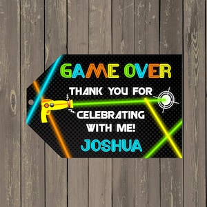 Laser Tag Favor Tag, Neon Laser Tag Party Goody Bag Tags, Boys Party Favor Tags, Printable Thank you Tags