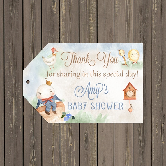 Nursery Rhyme Baby Shower Favor Tags, Storybook Baby Shower Favor Tags, Humpty Dumpty Thank you Tags, Printable Il_570xn