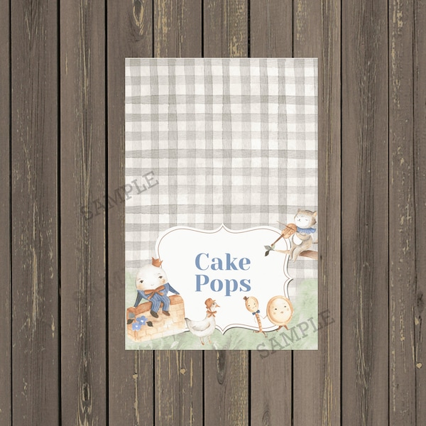 Nursery Rhyme Baby Shower Food Tents, Nursery Rhyme Food Labels, Easy to Edit, Instant Download