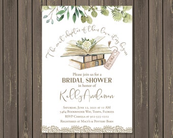 Book Theme Bridal Shower Invitation: Rustic Literary Invite (Printed or Printable)