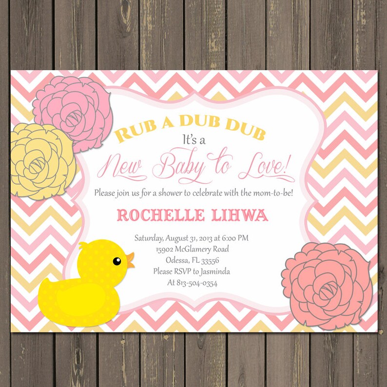Rubber Duck Baby Shower Invitation Pink Rubber Duck Baby Shower Invitation Pink And Y