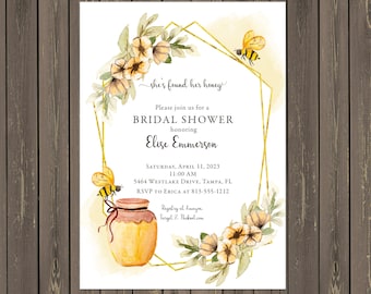 Bee Bridal Shower Invitation: Bumblebee Honey Theme (Printed or Printable)