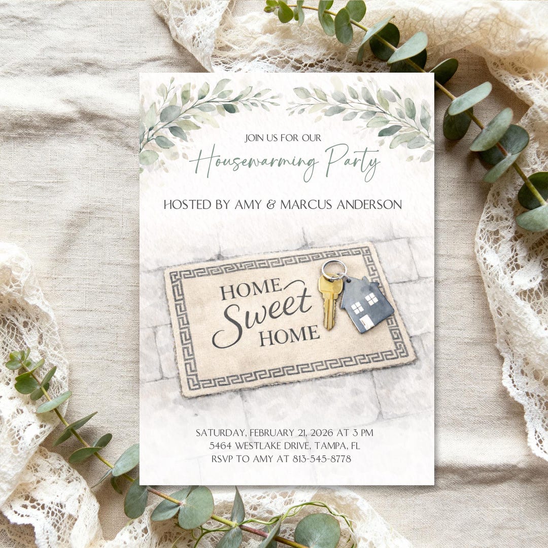 Housewarming Party Invitation Template, Home Sweet Home Invite, New ...