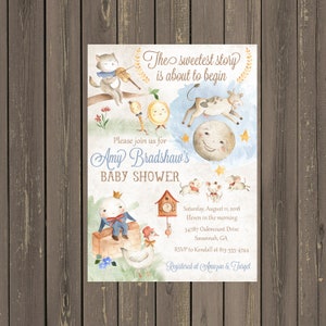 Nursery Rhyme Baby Shower Invitation, Storybook Baby Shower Invitation, Mother Goose Invitation, Humpty Dumpty Baby Shower, DIY ou Imprimé