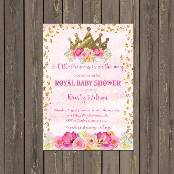 Princess Baby Shower Invitation Crown Princess Baby Shower Invitation Crown Pink And Gold Printable Or Printed