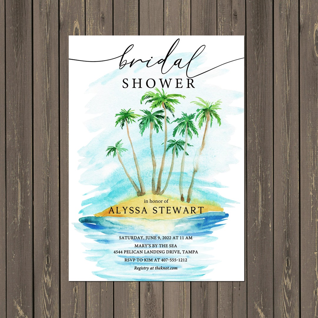 Palm Tree Bridal Shower Invitation, Beach Shower Invitation