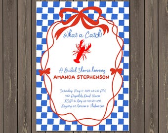 Lobster Bridal Shower Invitation: Nautical Theme (Printed or Printable)