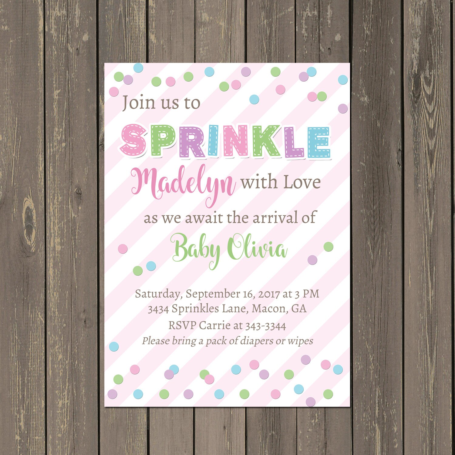 Baby Sprinkle Invitation Baby Girl Sprinkle Shower Etsy