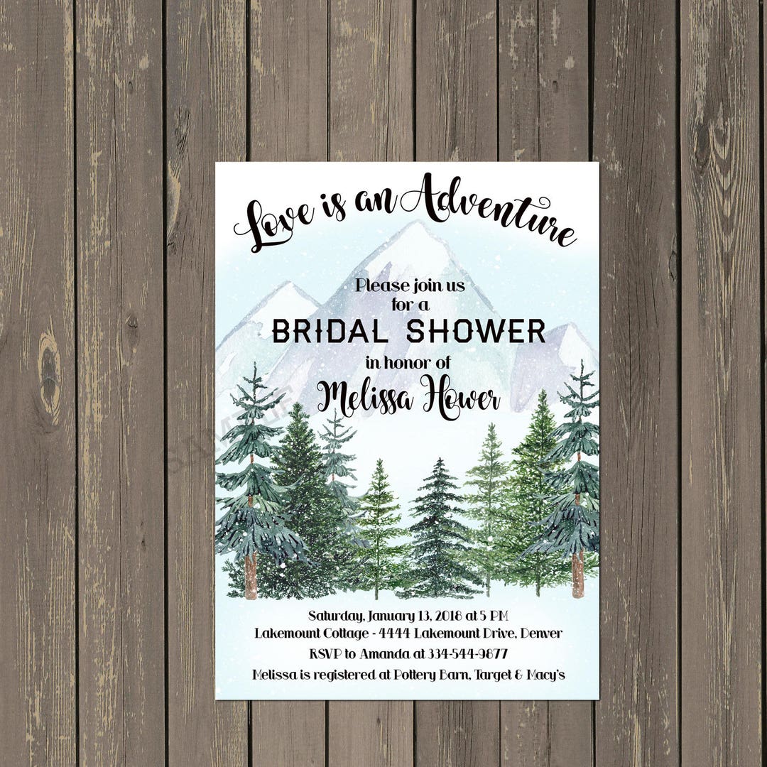 Mountain Bridal Shower Invitation, Trees Bridal Shower Invitation ...