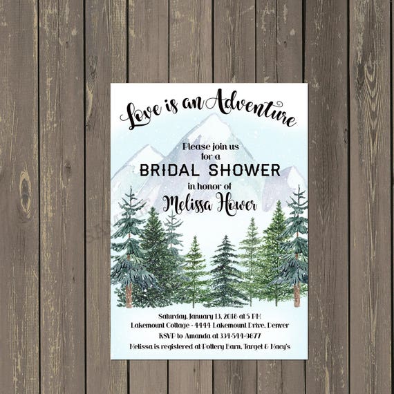 Mountain Bridal Shower Invitation Trees Bridal Shower Etsy