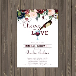 Wine Cheers to Love Bridal Shower Invitations, Wine Tasting Bridal Shower, Wedding Invitations, Printable or Printed