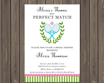 Tennis Perfect Match Bridal Shower Invitations, Wedding Shower, Wedding Invitations, Printable or Printed