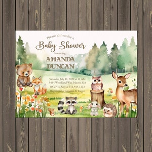 Woodland Animals Baby Shower Invitation, Forest Animals Shower, Deer ...
