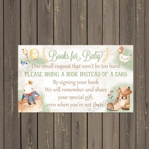 Nursery Rhyme Baby Shower Book Insert, Nursery Rhyme Books for Baby Card, Book Instead of Card, Storybook Book Request, Instant Download