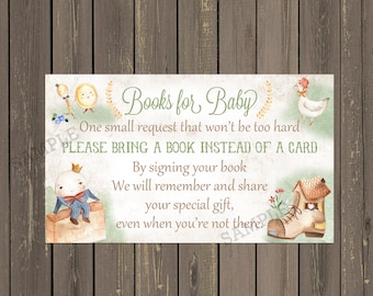 Nursery Rhyme Baby Shower Book Insert, Nursery Rhyme Books for Baby Card, Book Instead of Card, Storybook Book Request, Instant Download