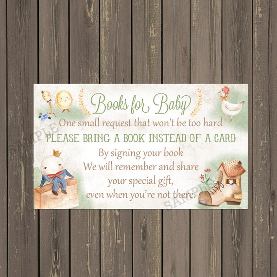 Nursery Rhyme Baby Shower Book Insert, Nursery Rhyme Books for Baby Card, Book Instead of Card, Storybook Book Request, Instant Download Il_570xn
