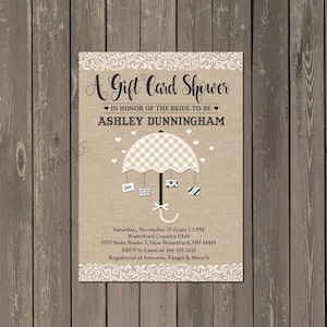 Cadeau carte Invitation de douche nuptiale, Couples cadeau carte Shower, cadeau carte fête, Shower de mariage, toile de jute, noir, blanc, imprimable ou imprimé