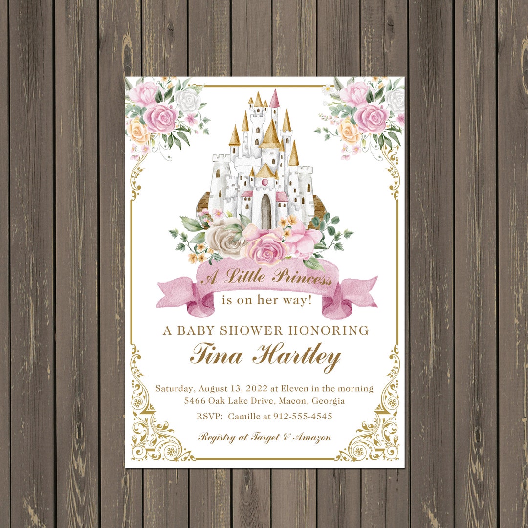Princess Baby Shower Invitations, Princess Castle Invitations, Royal