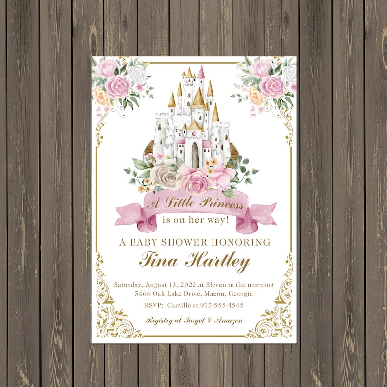 Princess Baby Shower Invitations Princess Castle Invitations Etsy