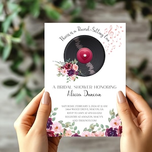 Record Vinyl Bridal Shower Invitation: Music Theme (Printable or Printed)