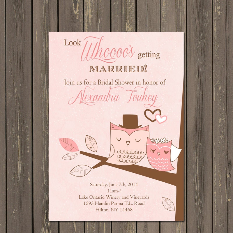 Owl Bridal Shower Invitation Owl Couple Wedding Shower Etsy