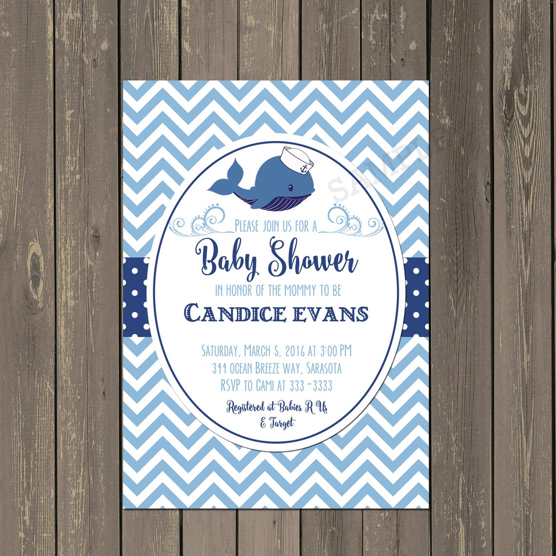 Whale Baby Shower Invitation Preppy Whale Baby Shower Invite Etsy