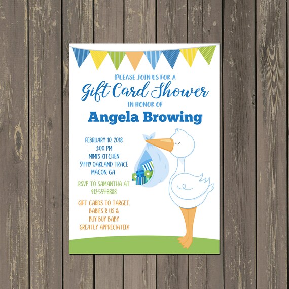 gift card baby shower invitation