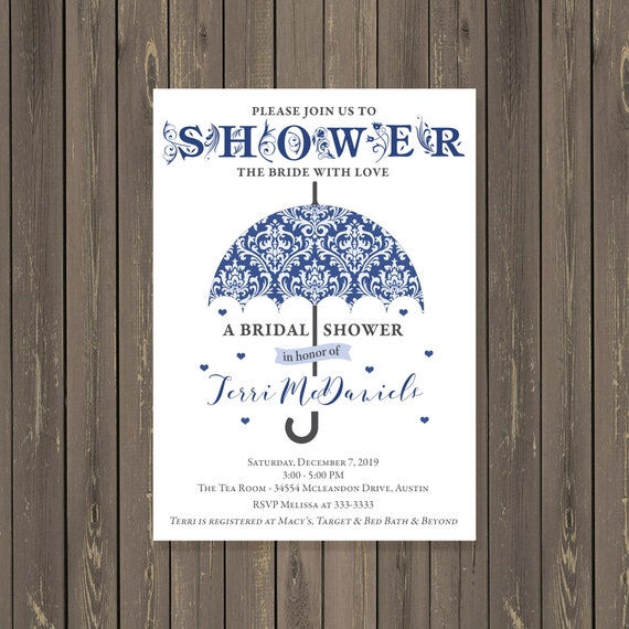 Umbrella Bridal Shower Invitation Gift Card Bridal Shower Etsy