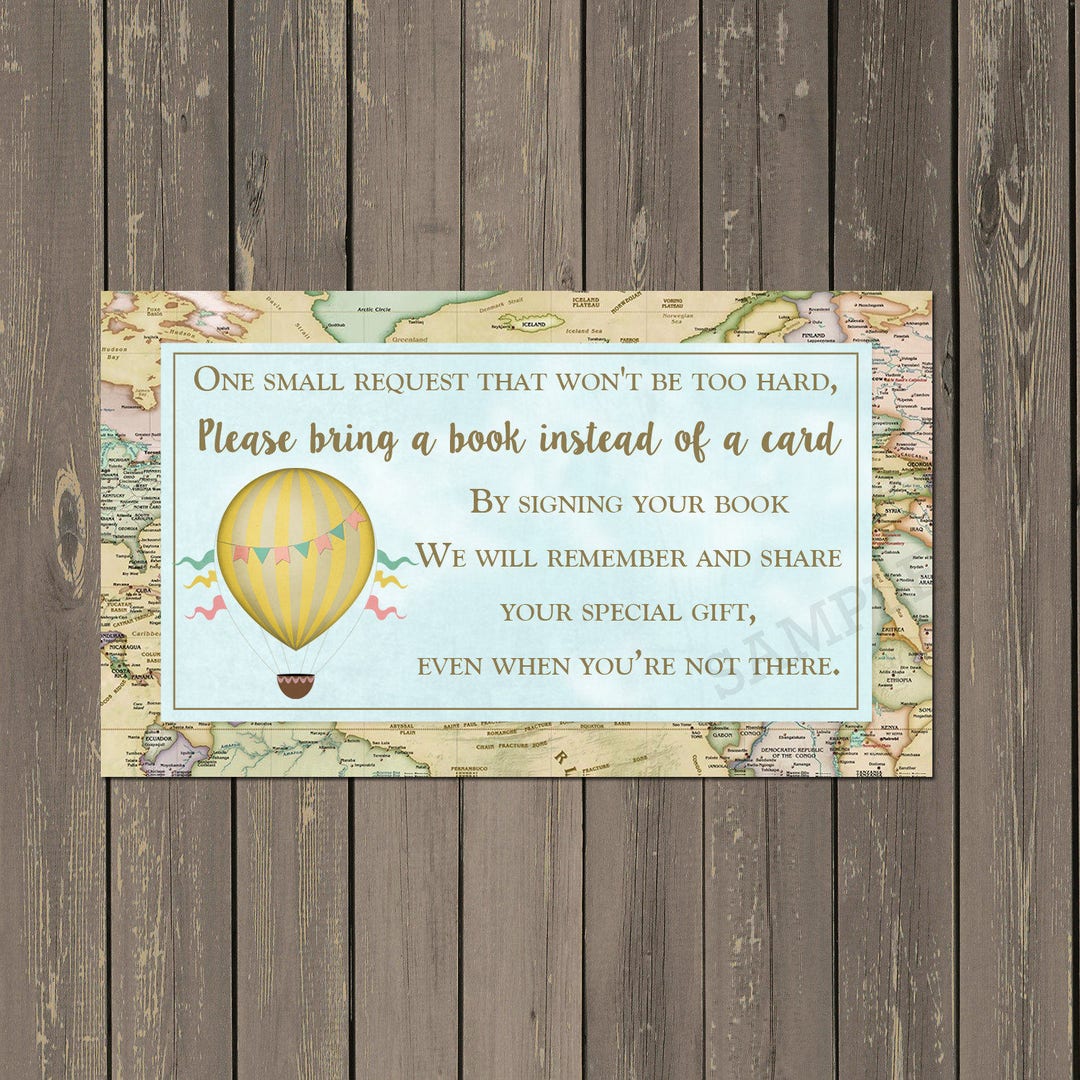 Book Request Insert Hot Air Balloon Book Request Card World - Etsy
