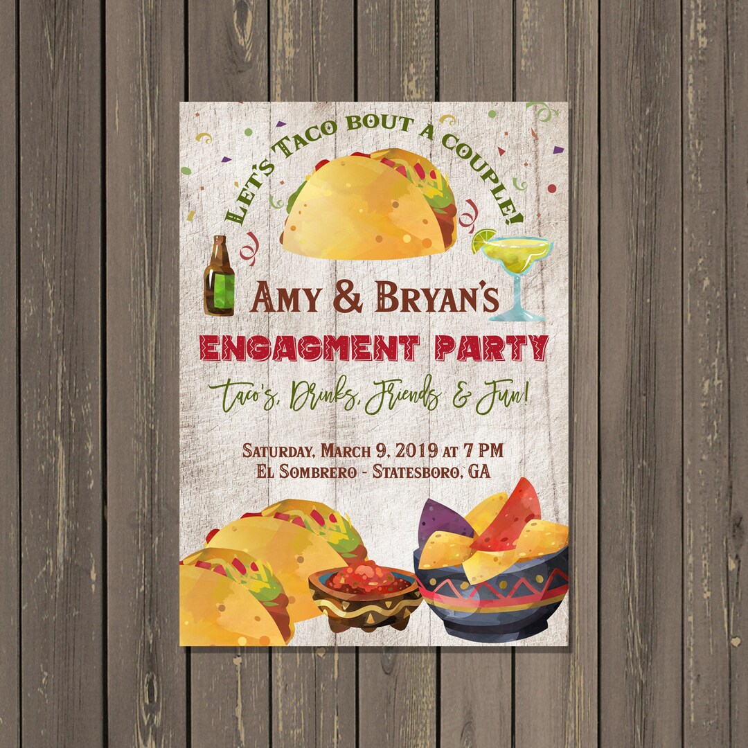 Taco Fiesta Engagement Party Invitation, Adult Fiesta Engagement Party