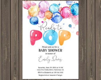 Watercolor Balloons Baby Shower Invitation: Ready to Pop (Printable or Printed)