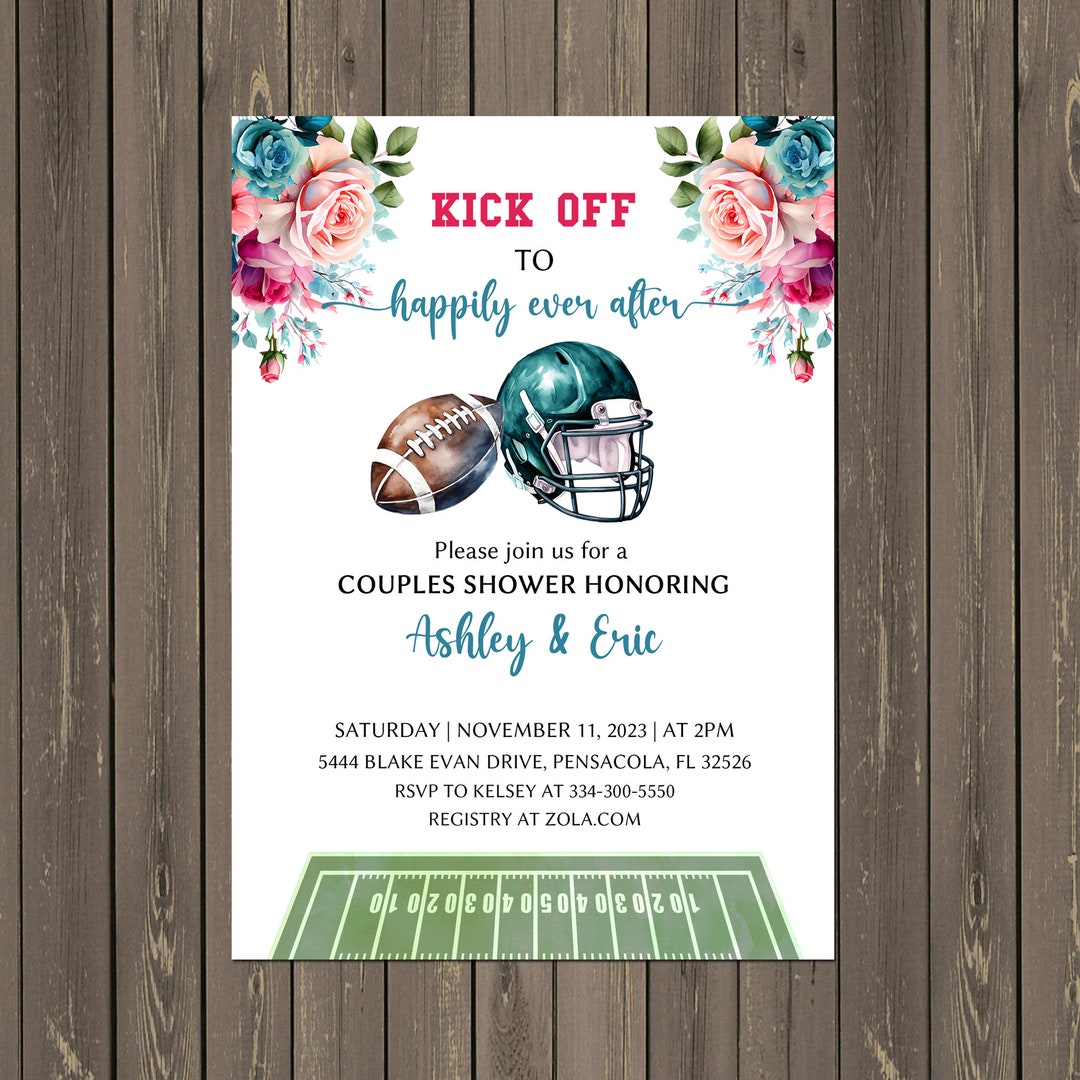Football Couples Shower Invitation, Football Bridal Shower, Kick off to