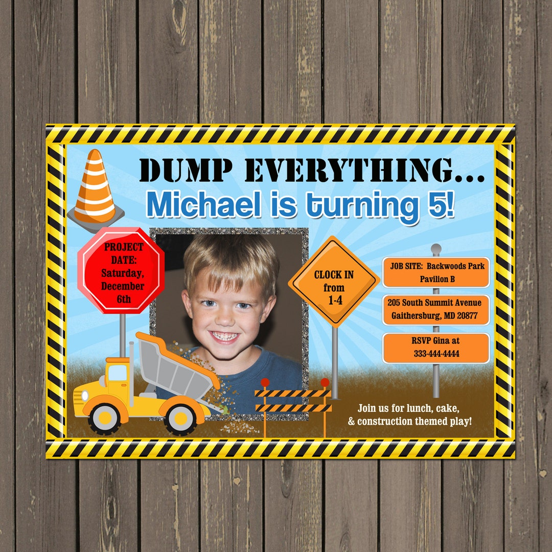 Construction Birthday Invitation Boys Construction Invite Etsy