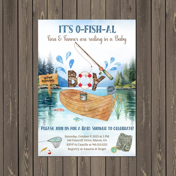 Printed Fishing Baby Shower Invites - Etsy