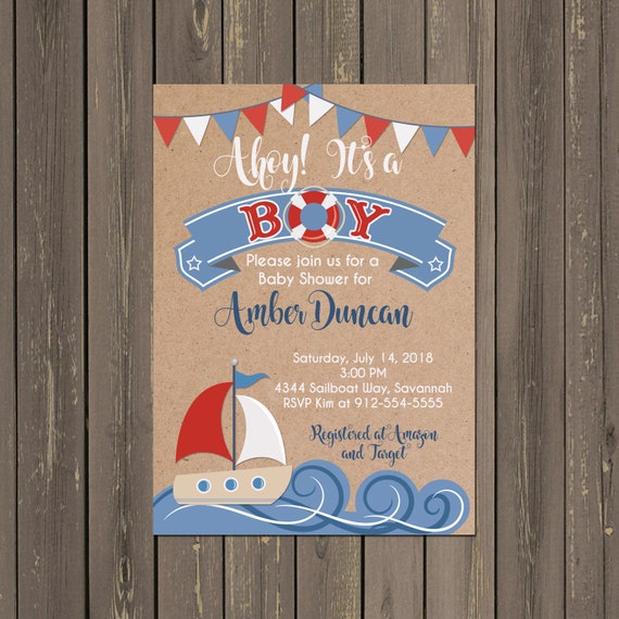 sailboat baby shower invitations