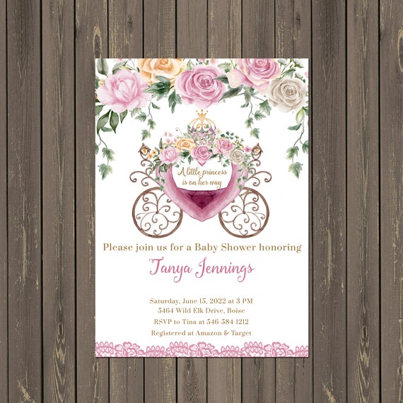 Princess Carriage Baby Shower Invitations, Princess is on her way