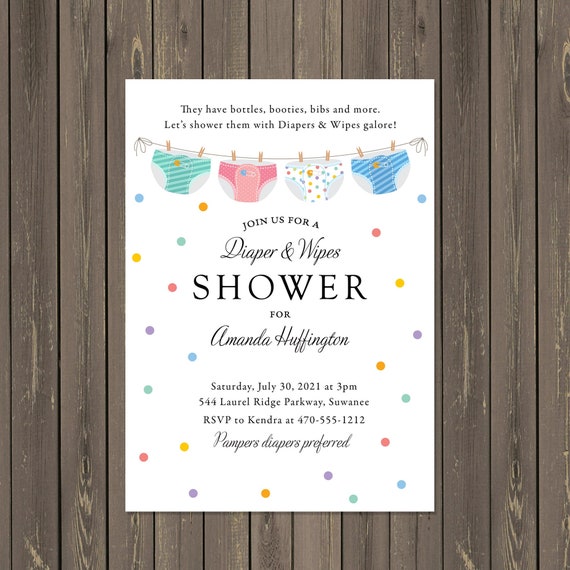 Diaper &amp; Wipes Baby Shower Invitations, Diapers Shower Invitations ...