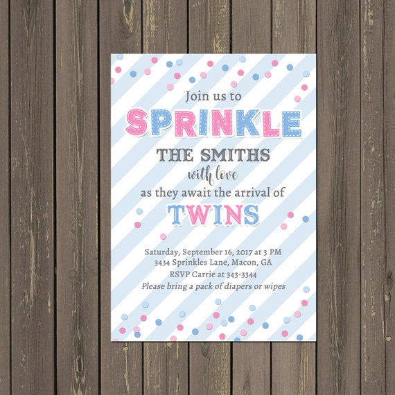 twin sprinkle invitation