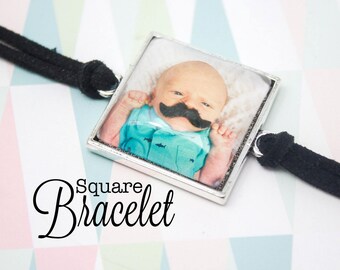 Custom Photo Bracelet - Personalized Bracelet - Square Photo Bracelet - Antique Silver Bracelet - Photo Jewelry