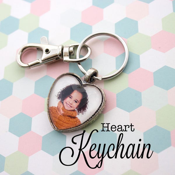 Heart Photo Keyring - Custom Photo Keychain - Personalized Key Chain - Photo Keychain - Picture Keychain - 25 mm Heart