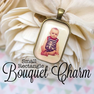 Photo Bouquet Charm - Custom Bouquet Charm - Wedding Photo Gift - Bridal Bouquet Charm - Memorial Bouquet Charm - 20 x 30 mm Rectangle