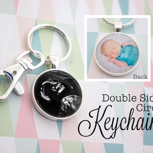 Two Sided Photo Keyring - Custom Photo KeyChain - Silver Key Ring - Personalized Key Chain - Double Photo Keychain - 25 mm / 1 in Circle