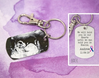 Miscarriage Dog Tag - Wir halten dich in unseren Herzen, bis wir dich im Himmel halten können - Personalisierter Hundeanhänger - Foto Hundeanhänger - Hundeanhänger Schlüsselanhänger